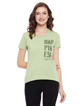 Cantabil - Women Green Typography Casual T-Shirt
