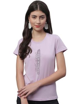 Cantabil - Women Light Purple Printed Casual T-Shirt