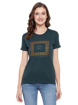 Cantabil - Women Green Printed Casual T-Shirt