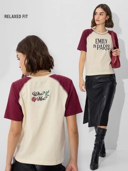 The Souled Store - Official Emily In Paris: Classic Logo Women Relaxed Fit T-Shirt