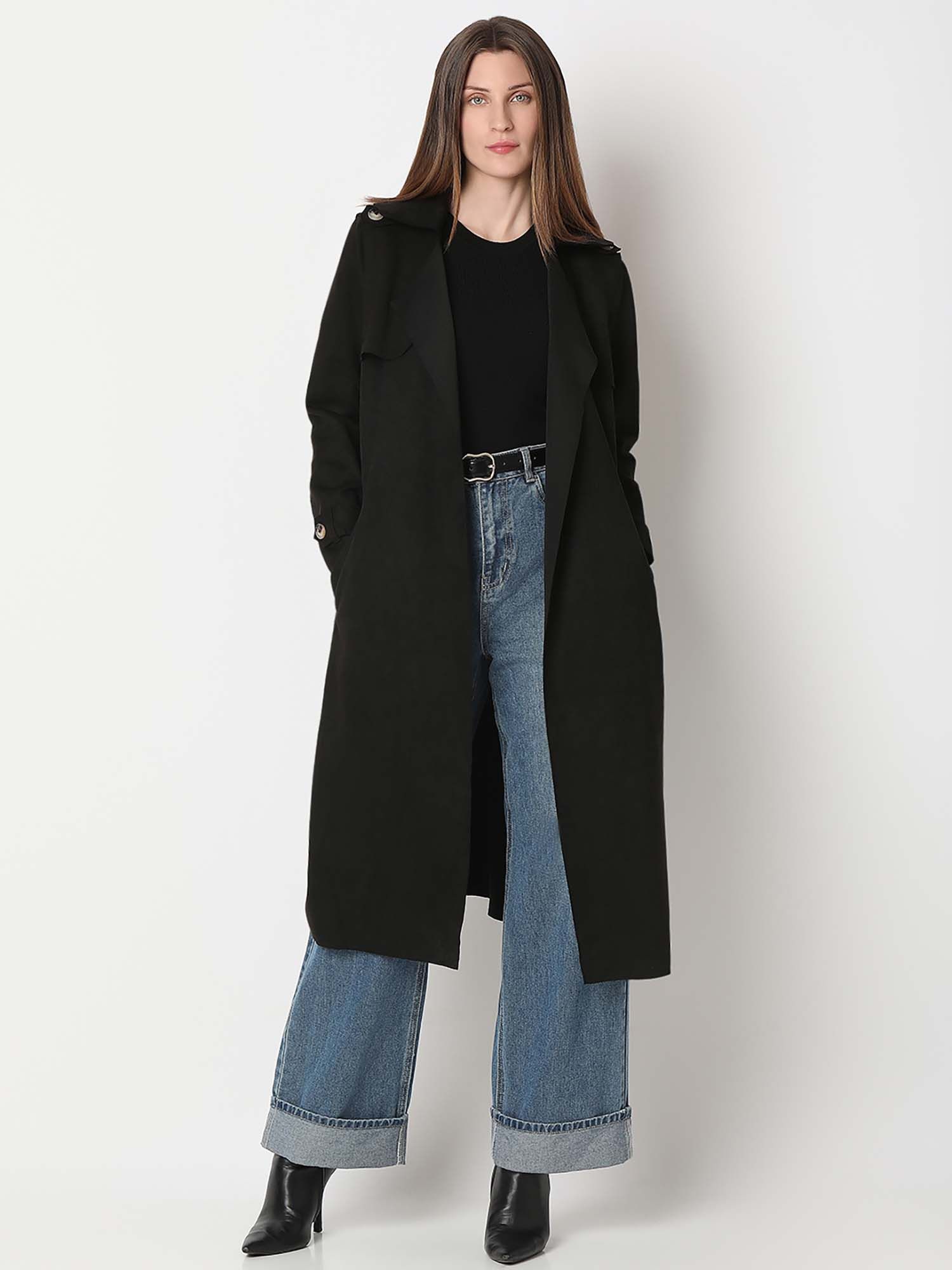 vero moda Black Long Suede Coat (Set of 2)-picture-21