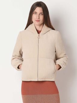 VERO MODA - Cream Corduroy Hooded Jacket