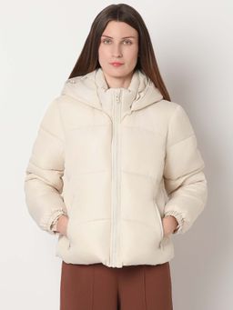 VERO MODA - Off-White Hooded Puffer Jacket
