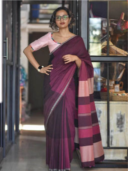 Suta - Multi-Color Cotton Colorblock Handloom Saree Without Blouse
