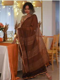 Suta - Brown Mul Cotton Handloom Saree Without Blouse