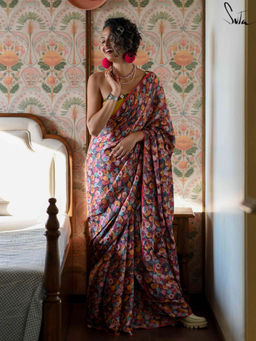 Suta - Multi-Colour Printed Saree with Fall and Without Blouse