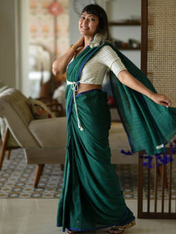 Suta - Green Mul Viscose Solid Saree Without Blouse