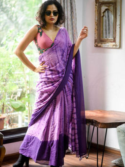 Suta - Purple Mul-Modal Tie and Dye Saree Without Blouse
