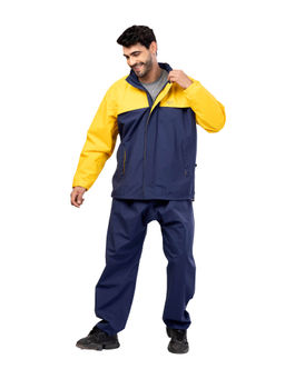 Reliable Rainwear - Men Navy Blue H2O Feather Lite Raincoat with Pant & Carry Bag (Set of 3)