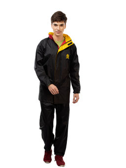 Reliable Rainwear - Men Black H2O UFO BH Raincoat with Pant & Carry Bag (Set of 3)