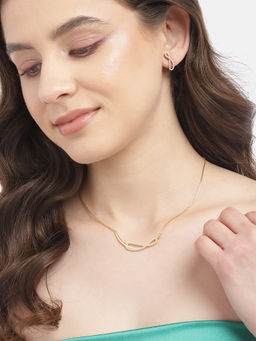 Carlton London - 18kt Gold Plated with CZ Bar Infinity Necklace and Earring Set