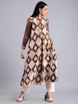 Sonal Kabra - Brown Shibori Printed Kurta (Set of 2)