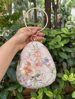 BOXWISH BY BHUMIKA - Cream Embellished Envelope Clutch for Women