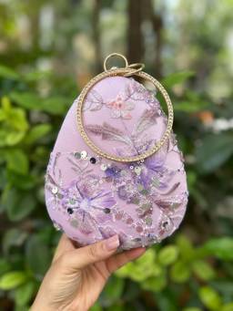 BOXWISH BY BHUMIKA - Purple Embellished Envelope Clutch for Women
