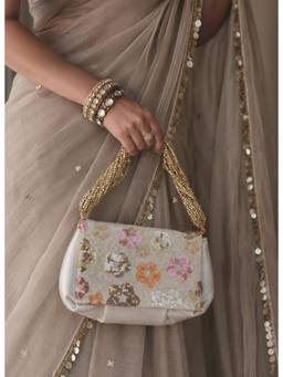 BOXWISH BY BHUMIKA - Cream Embellished Envelope Hand Bag for Women