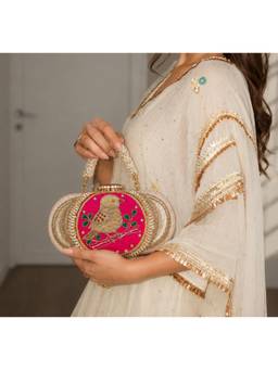 BOXWISH BY BHUMIKA - Pink Embellished Envelope Clutch for Women