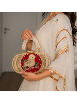 BOXWISH BY BHUMIKA - Red Embellished Envelope Clutch for Women