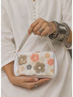 BOXWISH BY BHUMIKA - White Embellished Envelope Handbag for Women