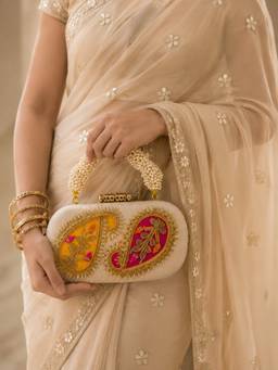 BOXWISH BY BHUMIKA - Pink Embellished Envelope Clutch for Women