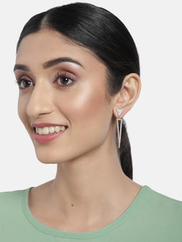 Accessher - Gold-Plated Ad Studded Handcrafted Triangle Shaped Drop Earrings For Women & Girls