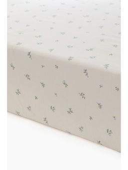 H&M - White Patterned Cotton Fitted Sheet