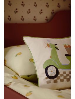 H&M - Green Printed Cotton Canvas Cushion Cover