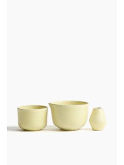 H&M - Yellow Stoneware Matcha Mug Set