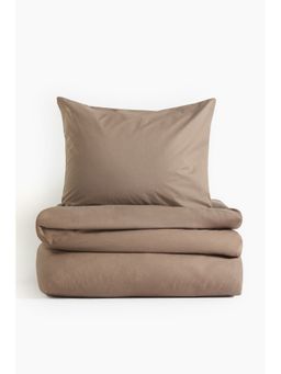 H&M - Brown Cotton Single Duvet Cover Set