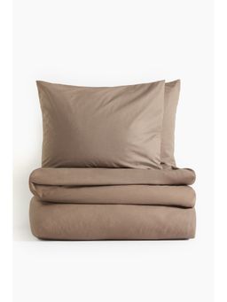 H&M - Brown Cotton Double/King Duvet Cover Set