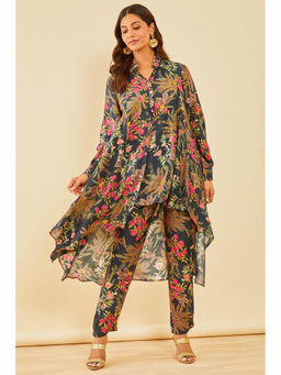 Soch - Grey Cotton Botanical Print Co-Ord (Set of 2)