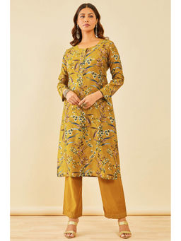 Soch - Olive Foil Print Cotton Kurta with Palazzo (Set of 2)
