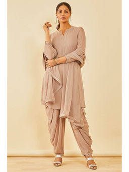 Soch - Beige Embellished Georgette Kurta and Salwar with Dupatta (Set of 3)