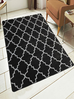 Saral Home - Black Microfiber Carpet-120x180 cm