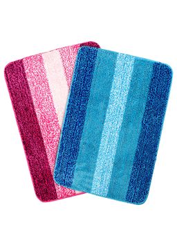 Saral Home - Turquoise & Pink Microfiber Anti Skid Bath Mat 50x70 cm (Pack of 2)