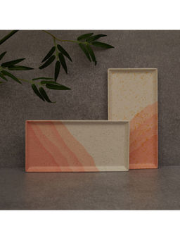 HomeTown - Emilia Melamine Large Platter 12X6 Inch Set of 2 in Pink Colour