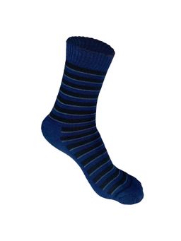 Heelium - Bamboo Crew Socks for Men - 1 Pair - Navy Blue - Odour Free - Stripes