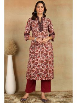 TAHILIYA - Maroon Straight Bagru Kurta