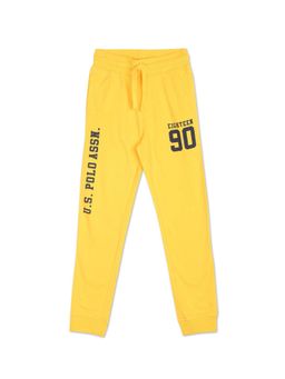 U.S. POLO ASSN. - Boys Yellow Drawstring Waist Brand Print Joggers