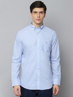 GANT - Men Blue Solid Regular Fit Shirt