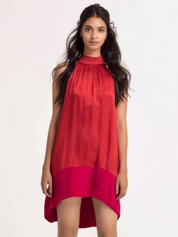 SHAYE - Red And Magenta High-low Dress