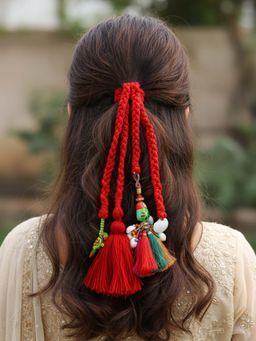 FUNKRAFTS - Girls Stylish Boho Hair Tie - Red