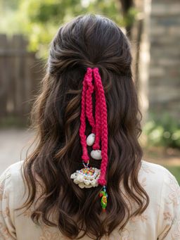 FUNKRAFTS - Girls Boho-Inspired Hair Tie - Pink