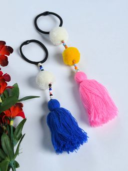 FUNKRAFTS - Pack of 2 Girls Trendy Boho-Inspired Hair Tie - Multicolor (Pack of 2)