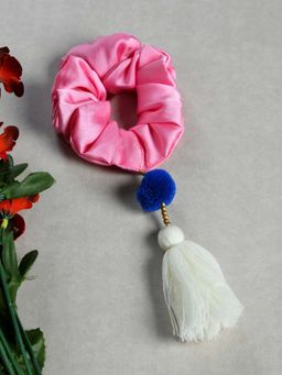 FUNKRAFTS - Girls Boho-Inspired Hair Scrunchie - Pink