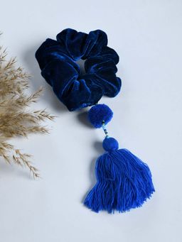 FUNKRAFTS - Girls Boho-Inspired Hair Scrunchie - Blue