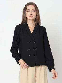 VERO MODA - Black Shawl Collar Top