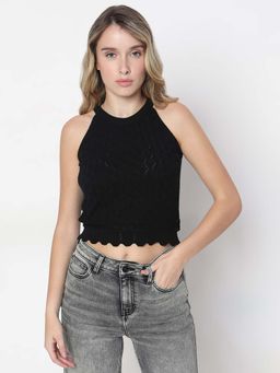 VERO MODA - Black Knitted Crop Top