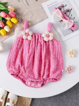 Hopscotch - Pink Textured Onesies with Headband