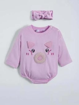 Hopscotch - Pink Printed Onesies with Headband