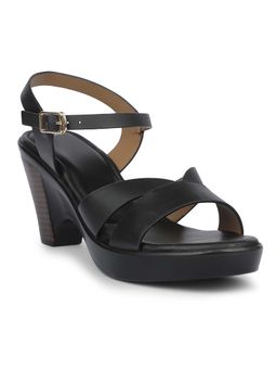 Bata - Women Black Ankle Strap Block Sandal Heels